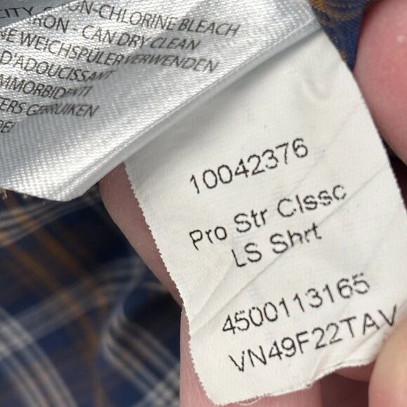 Ariat PRO Series button Front men's XL Shirt Plaid Blue Brown long sleeve Logo - Picture 8 of 10